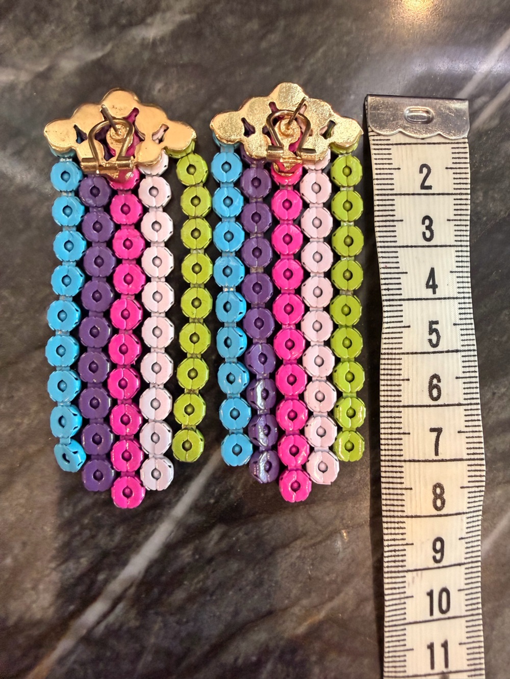 Multicolor Rhinestone Waterfall Statement Earrings - Picture 3 of 3